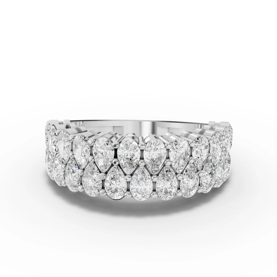 2.40 ct pear lab diamond lattice half eternity band with pear-shaped stones in a continuous prong-set design