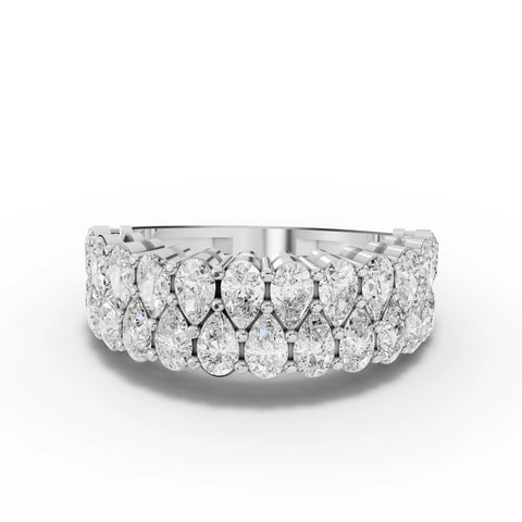 2.40 ct pear lab diamond lattice half eternity band with pear-shaped stones in a continuous prong-set design