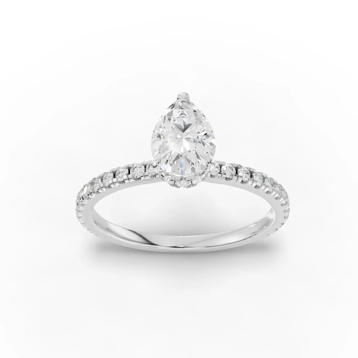0.98 Ct Princess Hidden Halo Pavé Ring