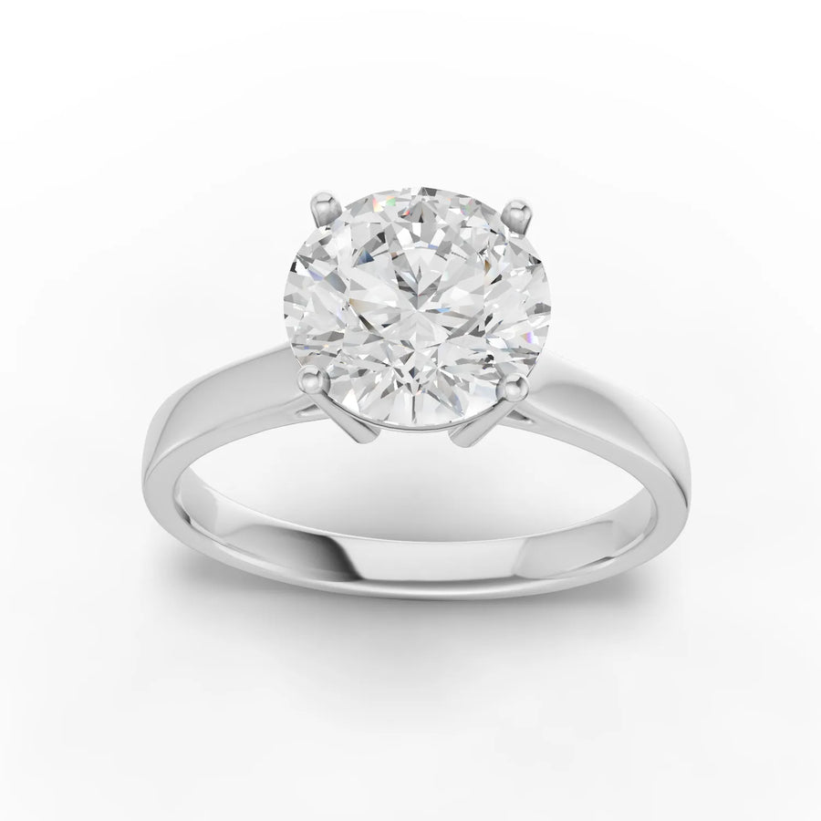 2.00 ct round solitaire lab diamond ring with polished band and round brilliant center stone