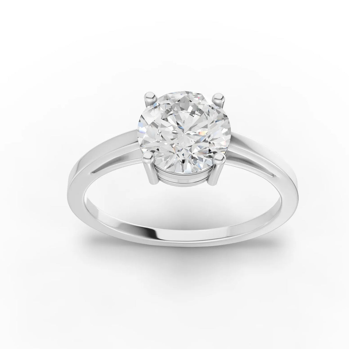 Round Cut Lab Diamond Solitaire Engagement Ring