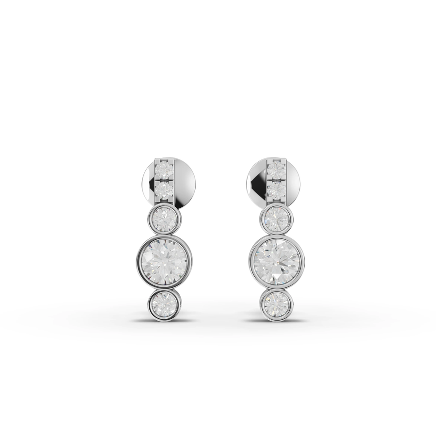 0.35 ct bezel lab grown diamond drop earrings with accent stones and screw backs