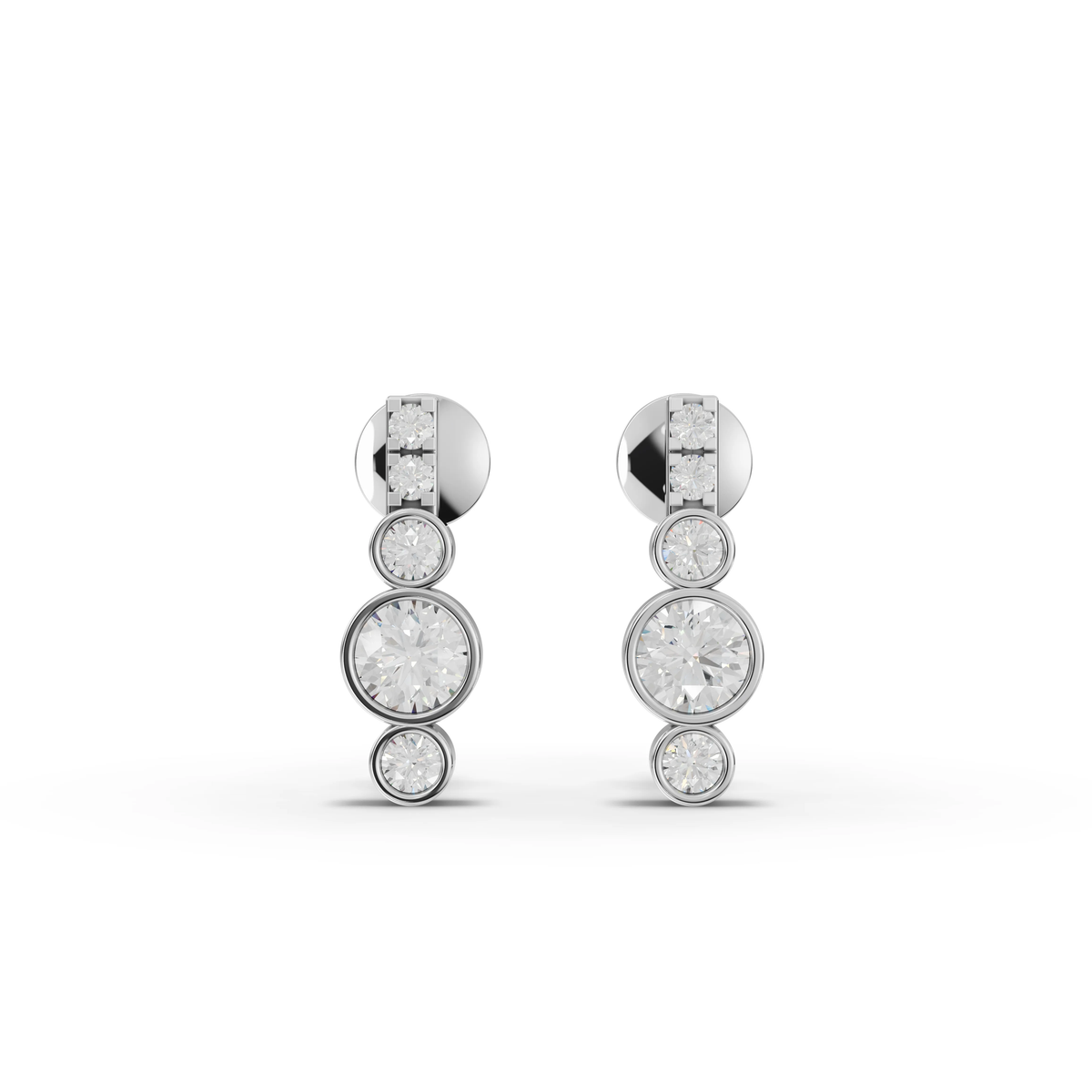 0.35 Ct Bezel Lab Diamond Drop Earrings with Accent Stones