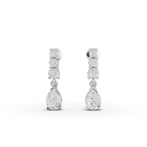 Pear-Cut Lab-Grown Diamond Drop Earrings with Three-Stone Top