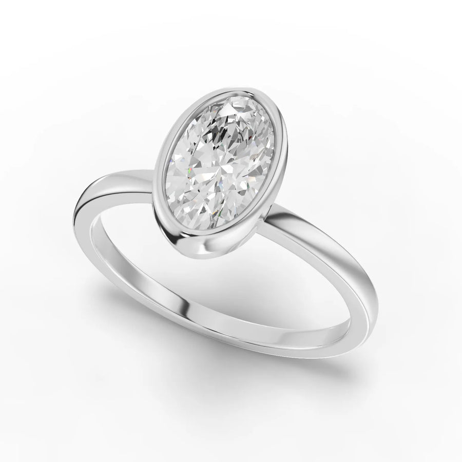 Bezel solitaire ring white gold angle