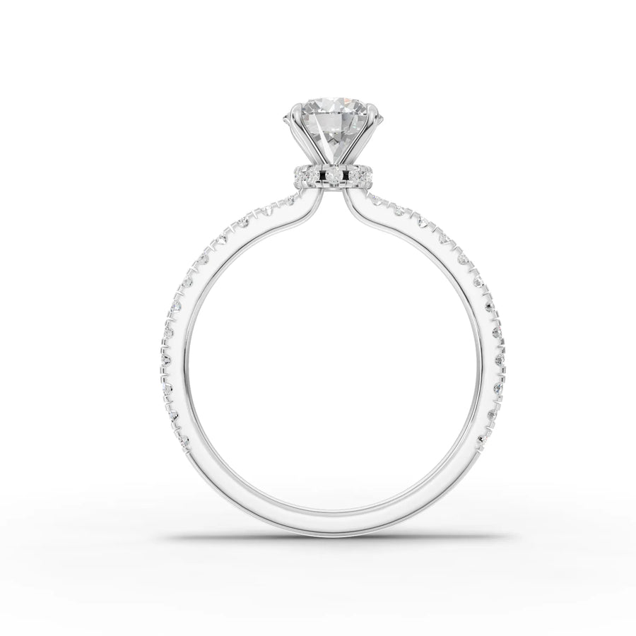 Round lab-grown ring white gold close-up