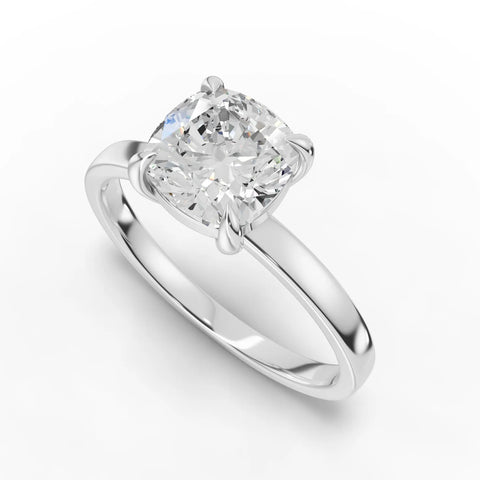 Cushion Cut Lab Diamond Solitaire Engagement Ring