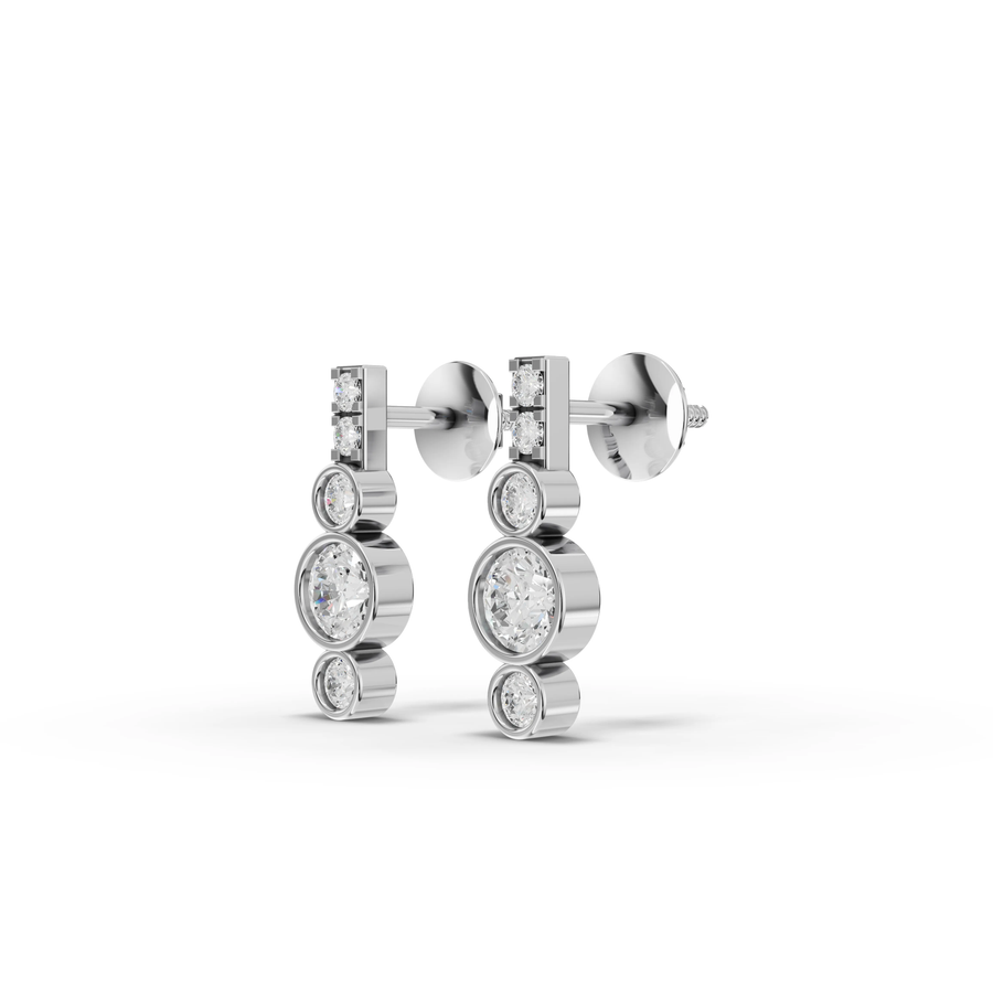 0.35 Ct Round Bezel Diamond Drops Studs