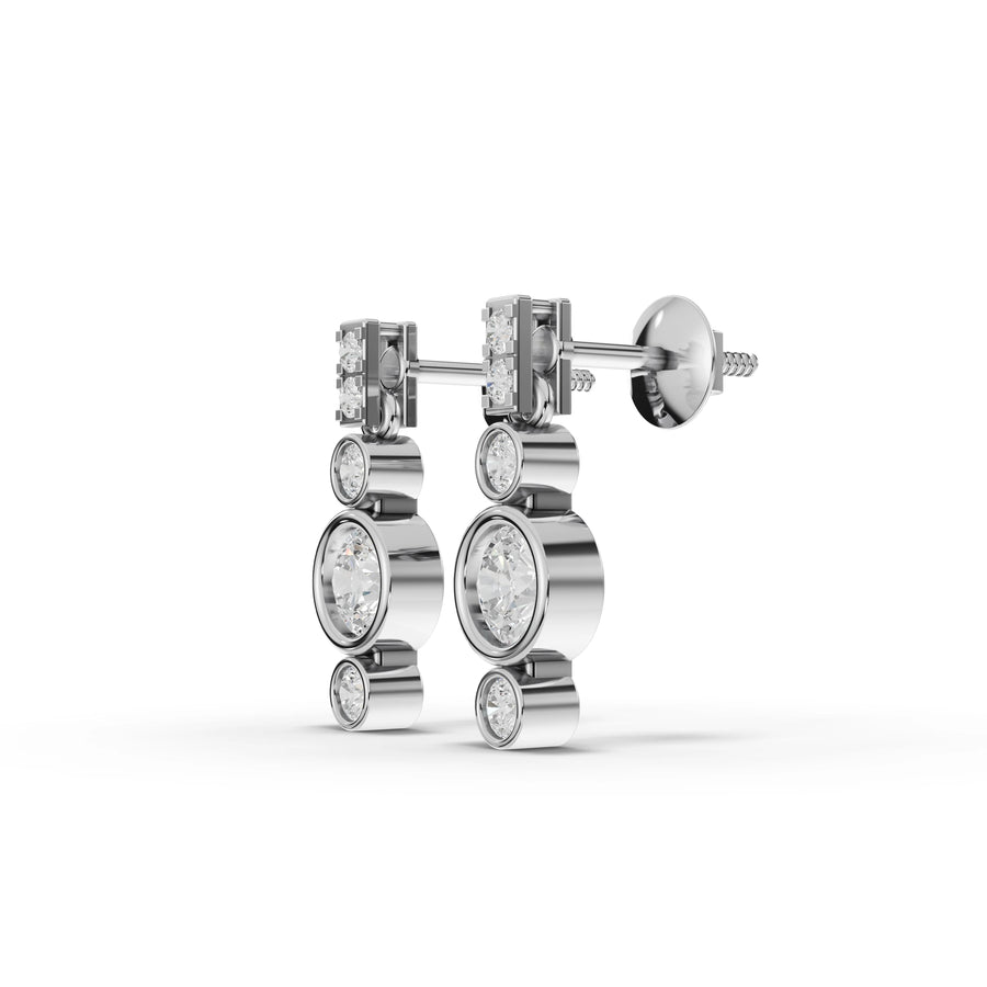 0.65 Ct Round Bezel Drop Earrings