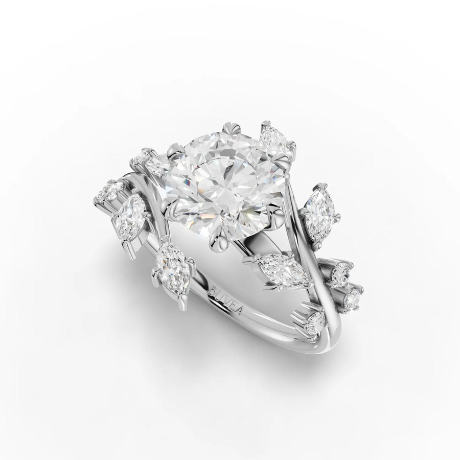 1.97 Ct Nature Vine Accent Lab Diamond Ring