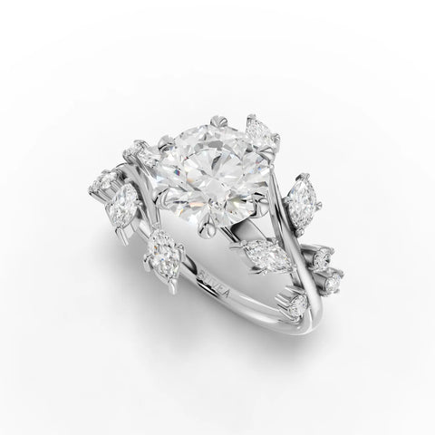 1.97 Ct Nature Vine Accent Lab Diamond Ring