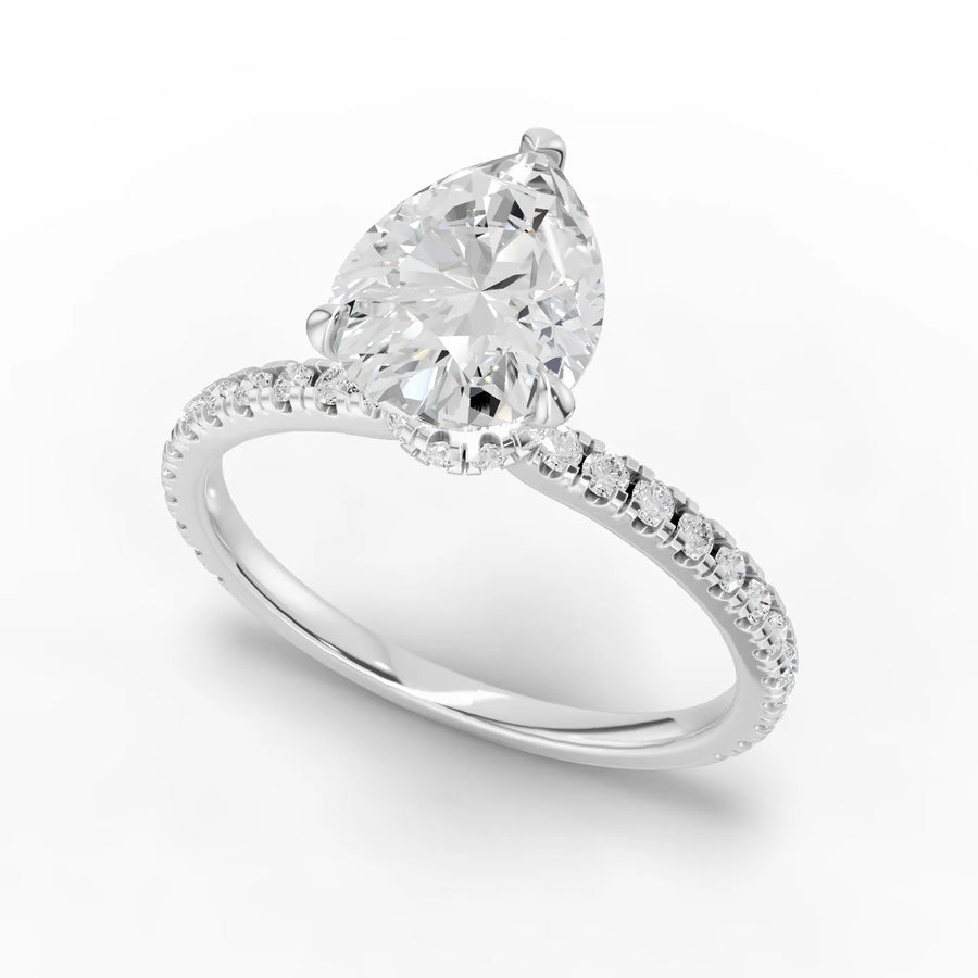 Pear diamond band ring white gold angle