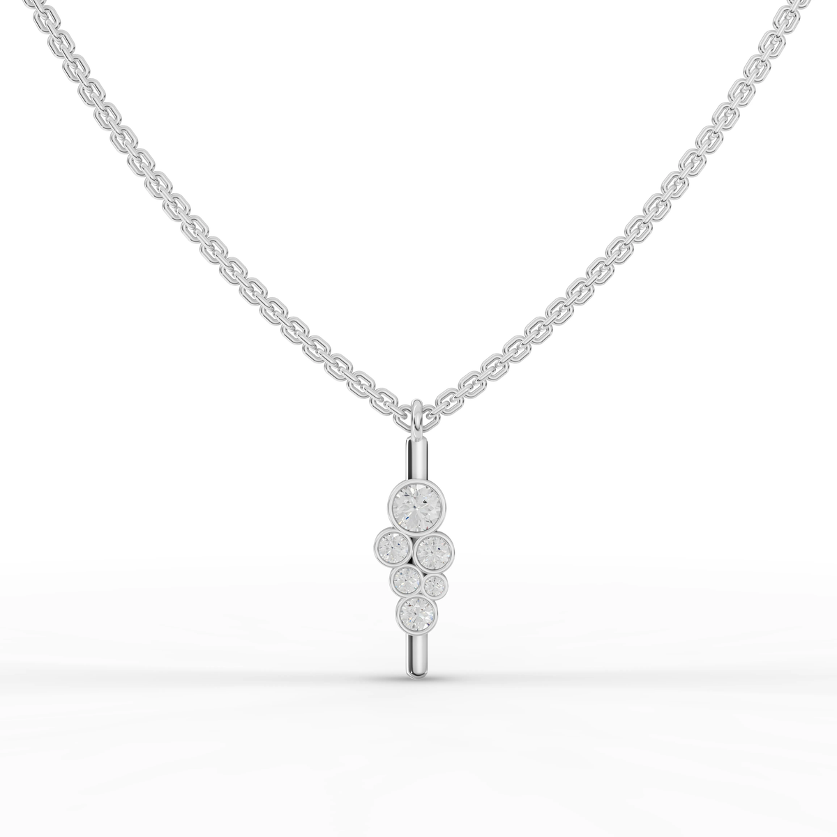 Lab-Grown Diamond Cluster Jewelry Set: Drop Earrings, Bezel Drop Pendant & Bubble Eternity Band