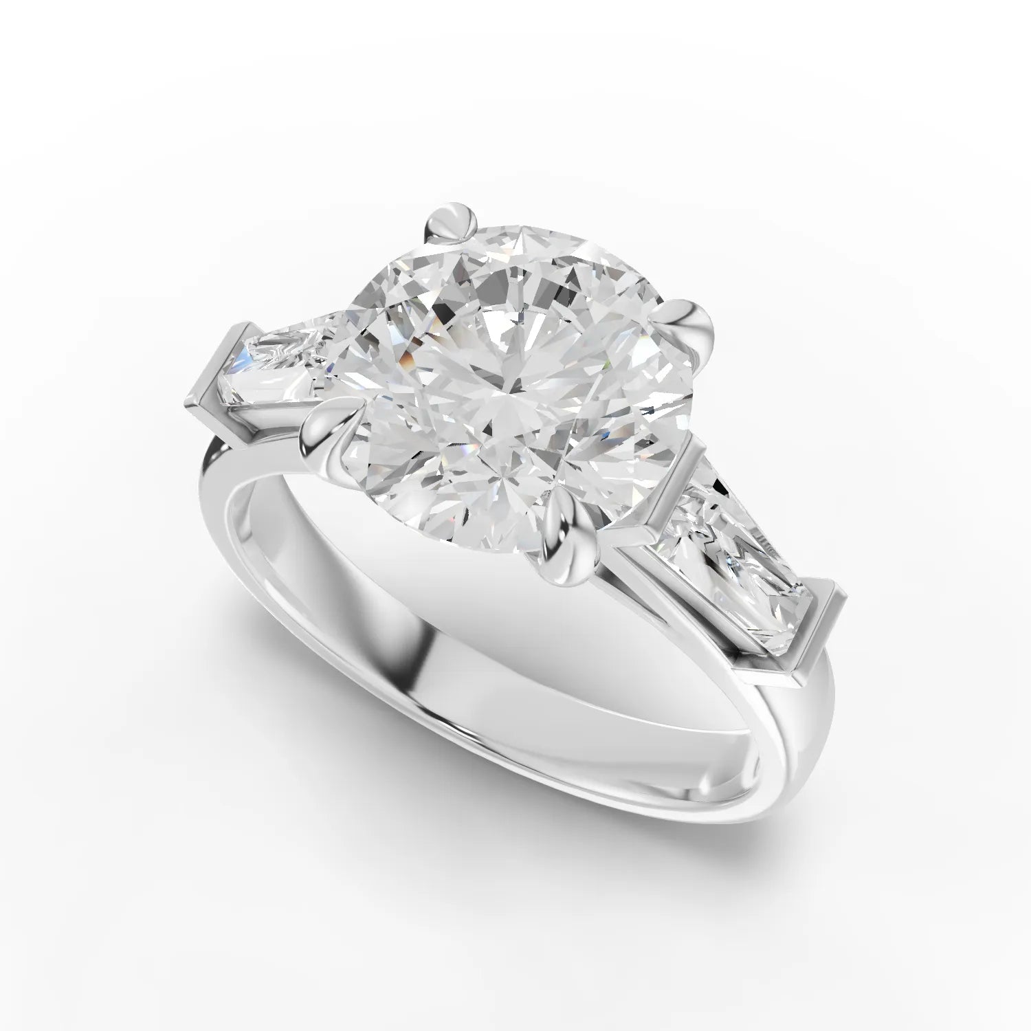 Three stone ring white gold angle