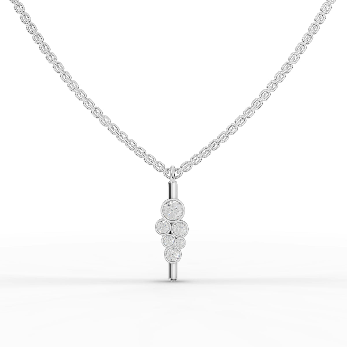 0.25 Ct Bezel Cluster Lab Diamond Drop Pendant