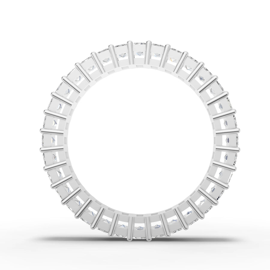 Lab-grown emerald eternity band white gold close-up