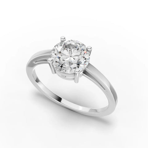 Round Cut Lab Diamond Solitaire Engagement Ring
