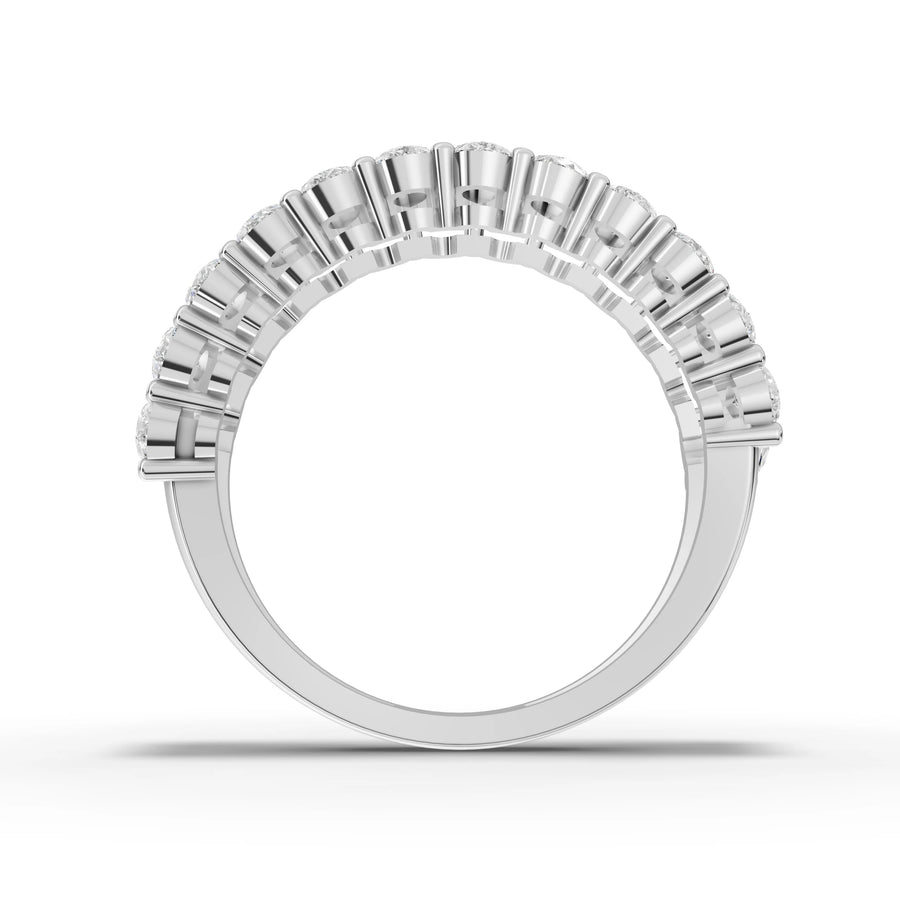 Lab-grown pear lattice band white gold close-up
