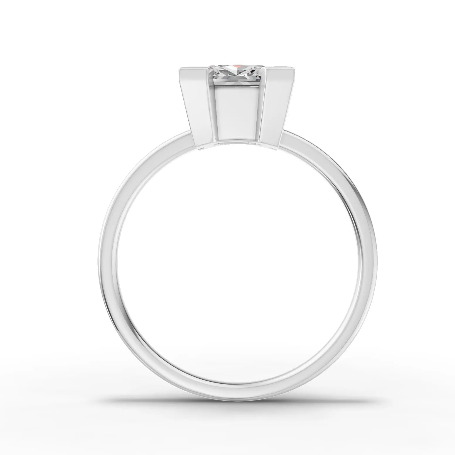 Lab-grown princess ring white gold close-up