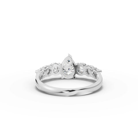 Pear-Shaped Lab-Grown Diamond Ring with Round Side Stones