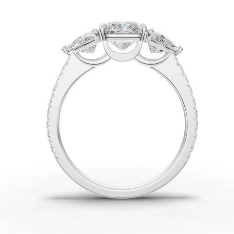 Radiant Cut Lab Diamond Three-Stone Engagement Ring · Trillion Side Stones