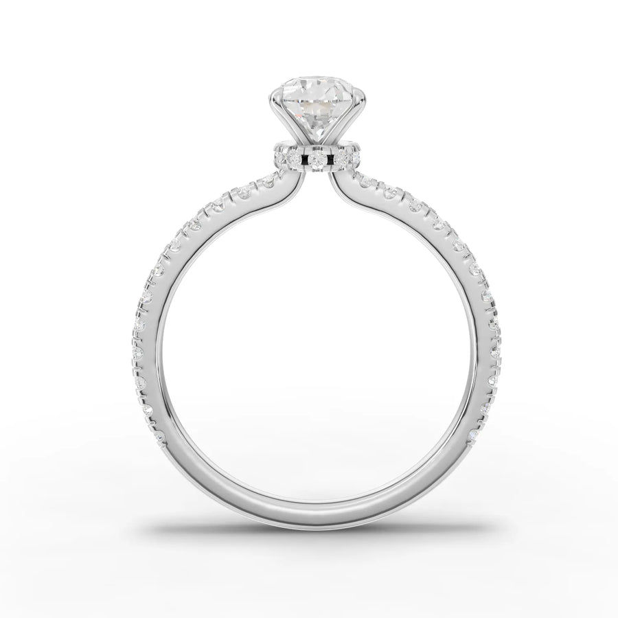 0.98 Ct Pear Hidden Halo Pavé Ring