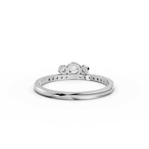 Round Lab-Grown Diamond Bezel Three-Stone Pavé Ring