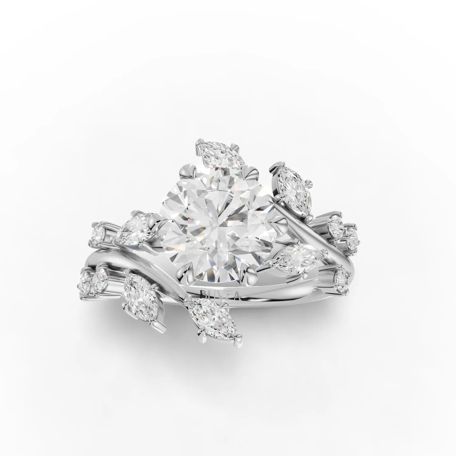 2.22 CT Nature Vine Accent solitaire lab diamond ring with vine-inspired setting and prominent center stone