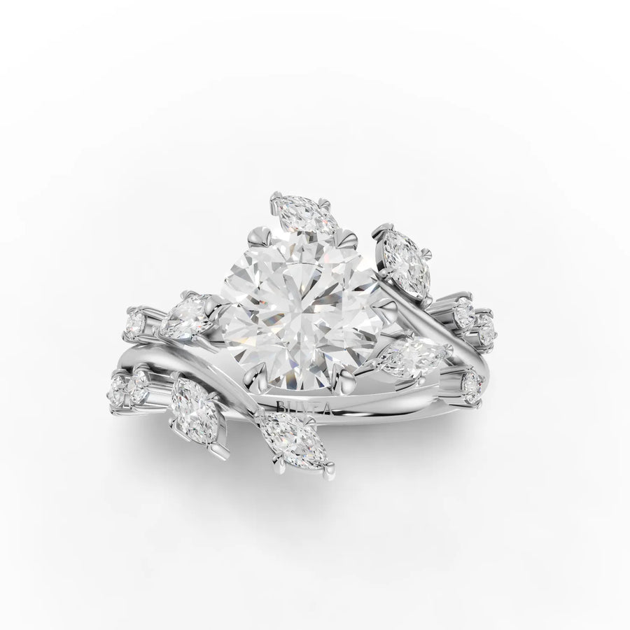2.22 CT Nature Vine Accent solitaire lab diamond ring with vine-inspired setting and prominent center stone