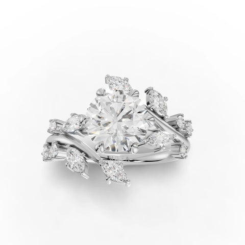 2.22 CT Nature Vine Accent solitaire lab diamond ring with vine-inspired setting and prominent center stone