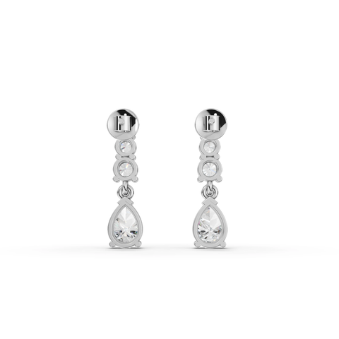 Pear-Cut Lab-Grown Diamond Drop Earrings with Three-Stone Top