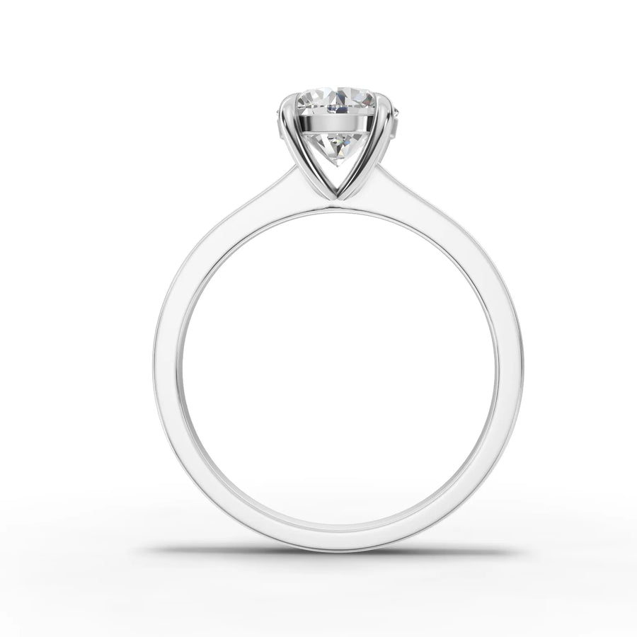 Lab-grown round solitaire ring white gold close-up