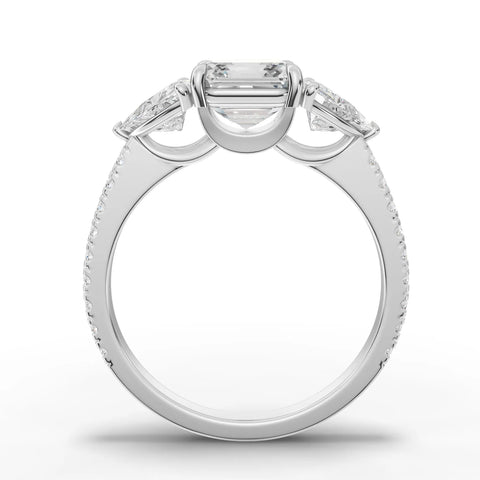 Asscher Cut Lab Diamond Three-Stone Engagement Ring · Trillion Side Stone