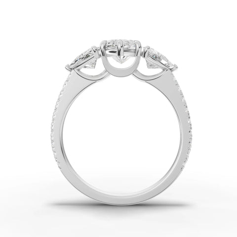 Marquise Cut Lab Diamond Three-Stone Engagement Ring · Trillion Side Stones
