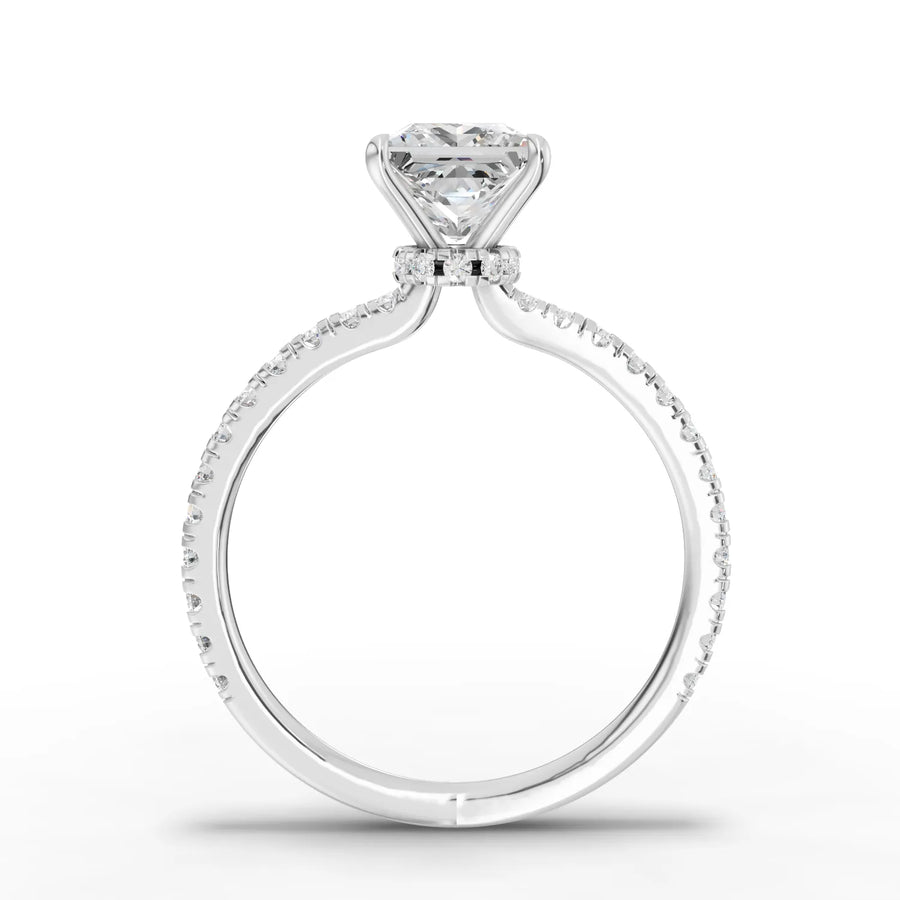 Princess lab-grown ring white gold close-up