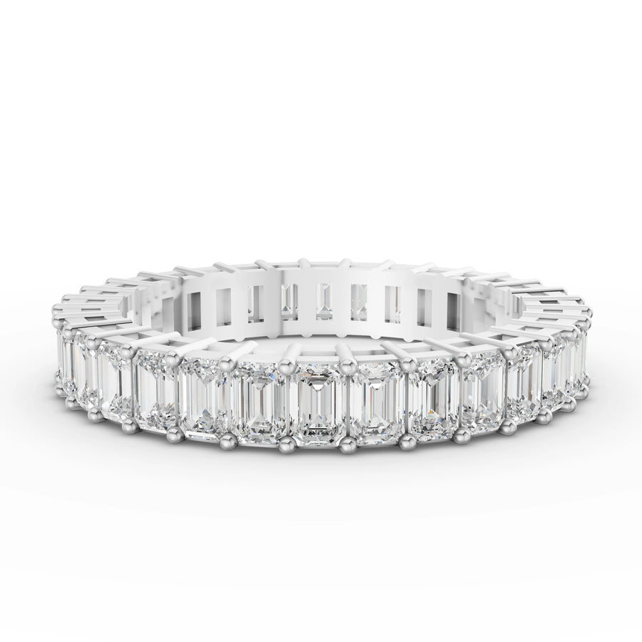 Emerald eternity band white gold angle
