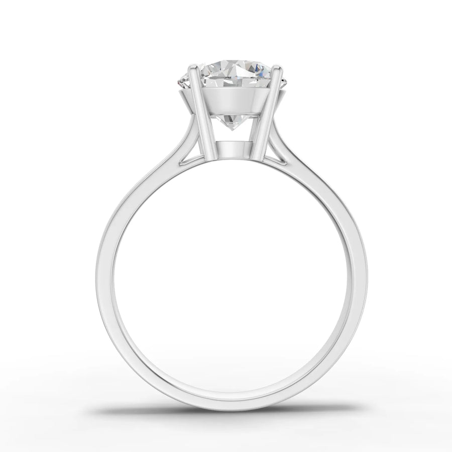 Lab-grown round solitaire ring white gold close-up