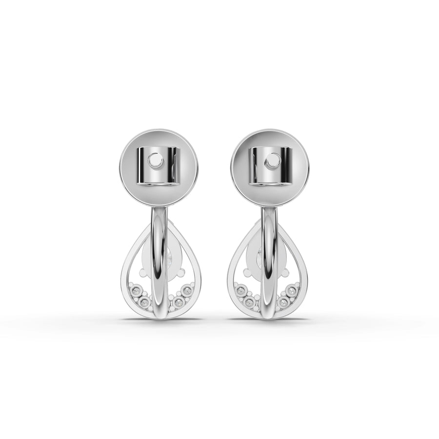 0.79 Ct Pear Halo Drop Earrings