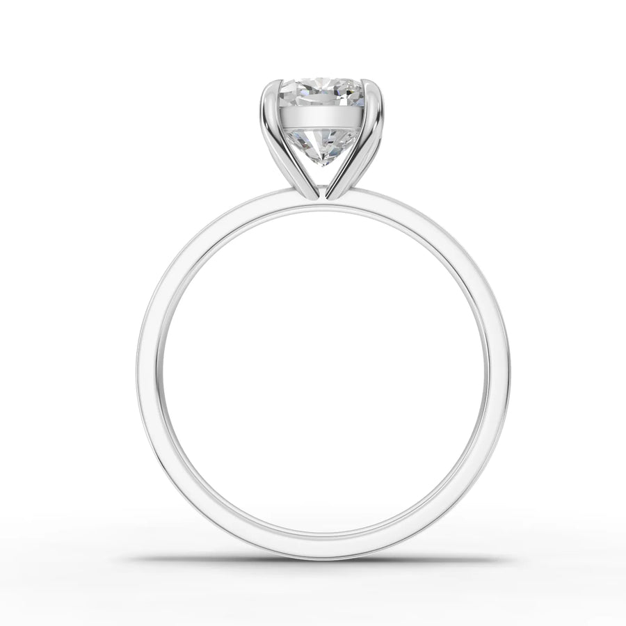Lab-grown cushion solitaire ring white gold close-up