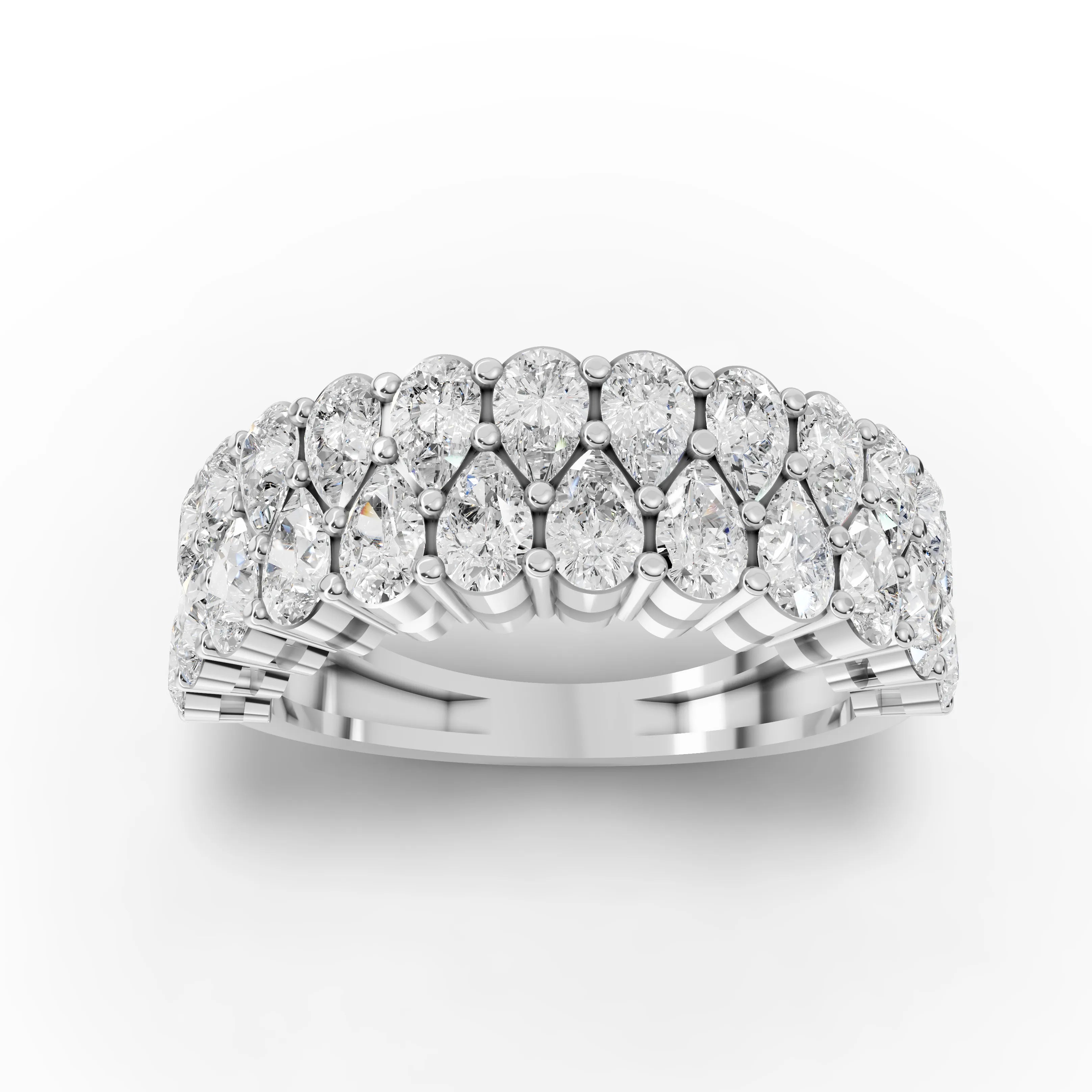 Pear lattice band white gold angle