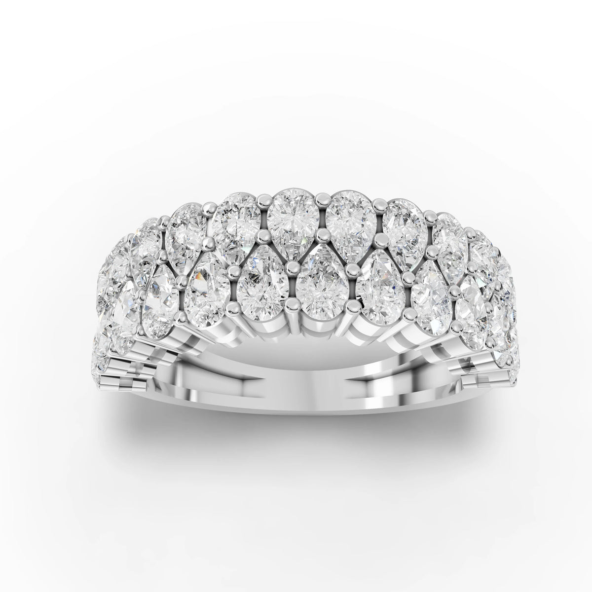 Pear lattice band white gold angle
