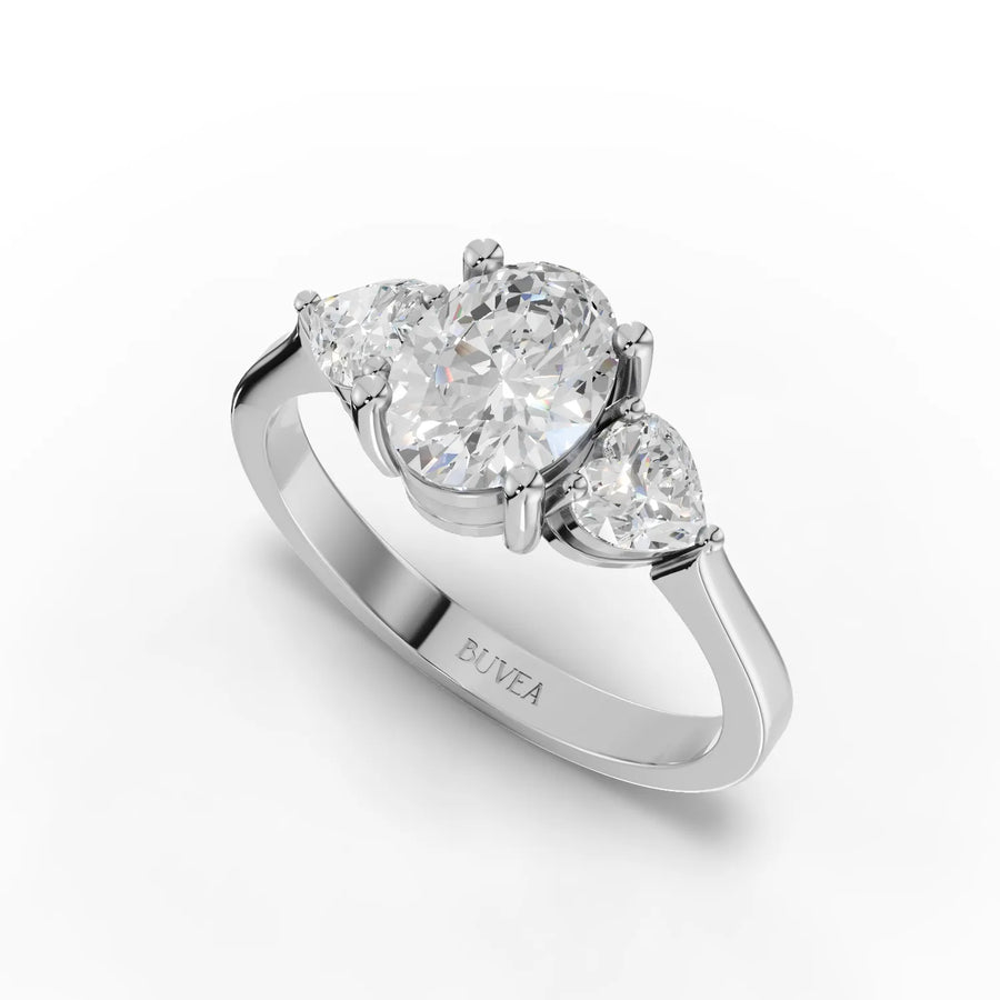 1.50 CT oval heart ring white gold angled profile