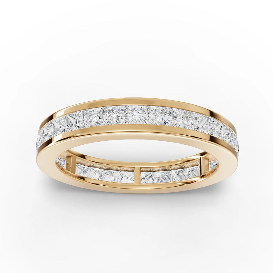 1.55 CT princess cut lab-grown diamond eternity band yellow gold top view