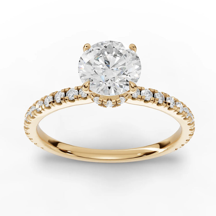 0.98 CT round lab-grown diamond ring yellow gold top view