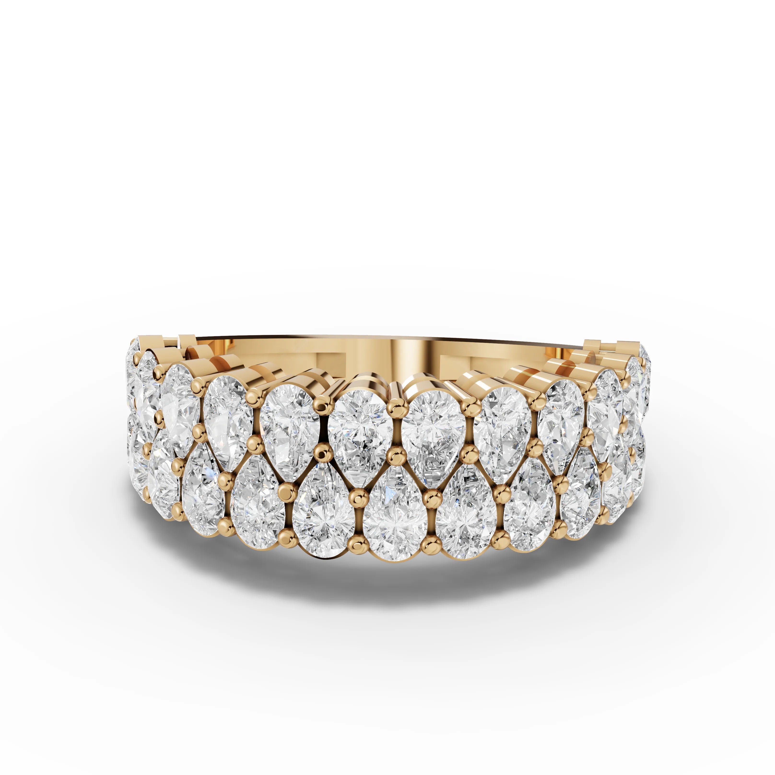 2.22 CT pear lab-grown lattice eternity band yellow gold top