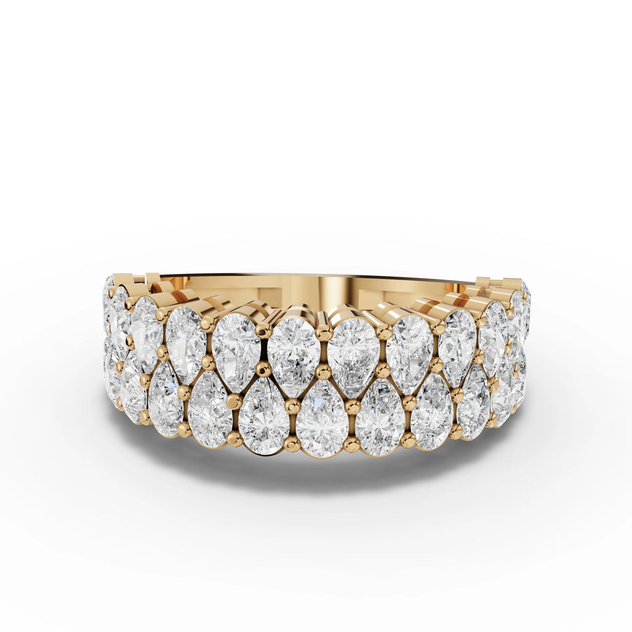 2.22 CT pear lab-grown lattice eternity band yellow gold top