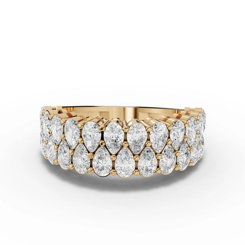 2.22 CT pear lab-grown lattice eternity band yellow gold top