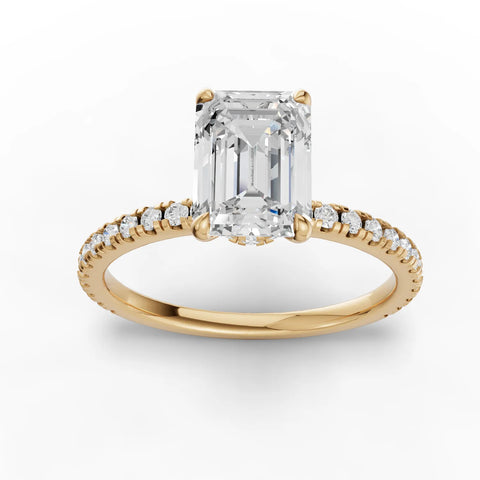 0.78 Ct Emerald Hidden Halo Pavé Ring