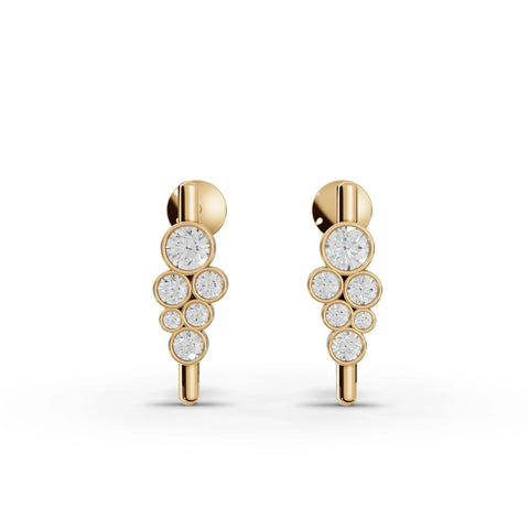 0.52 Ct Graduated Bezel Lab Diamond Drop Earrings