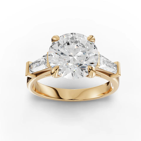 3.25 CT round lab-grown diamond ring yellow gold top view